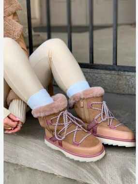 Suede Sheepeskin EMU Australia Anthropologie NWT Blurred Micro  Camel Boot8 (38)